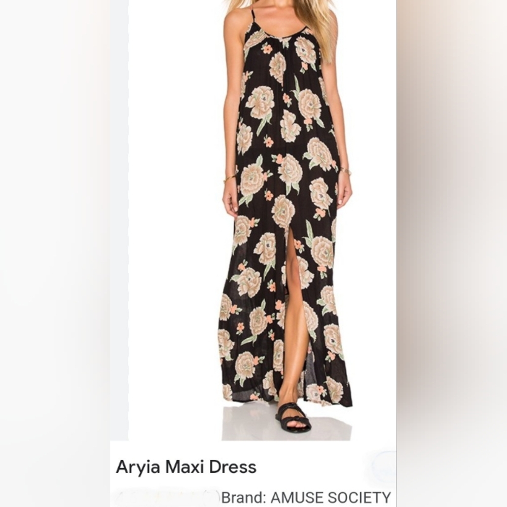 Amuse Society Black Floral Maxi Dress
